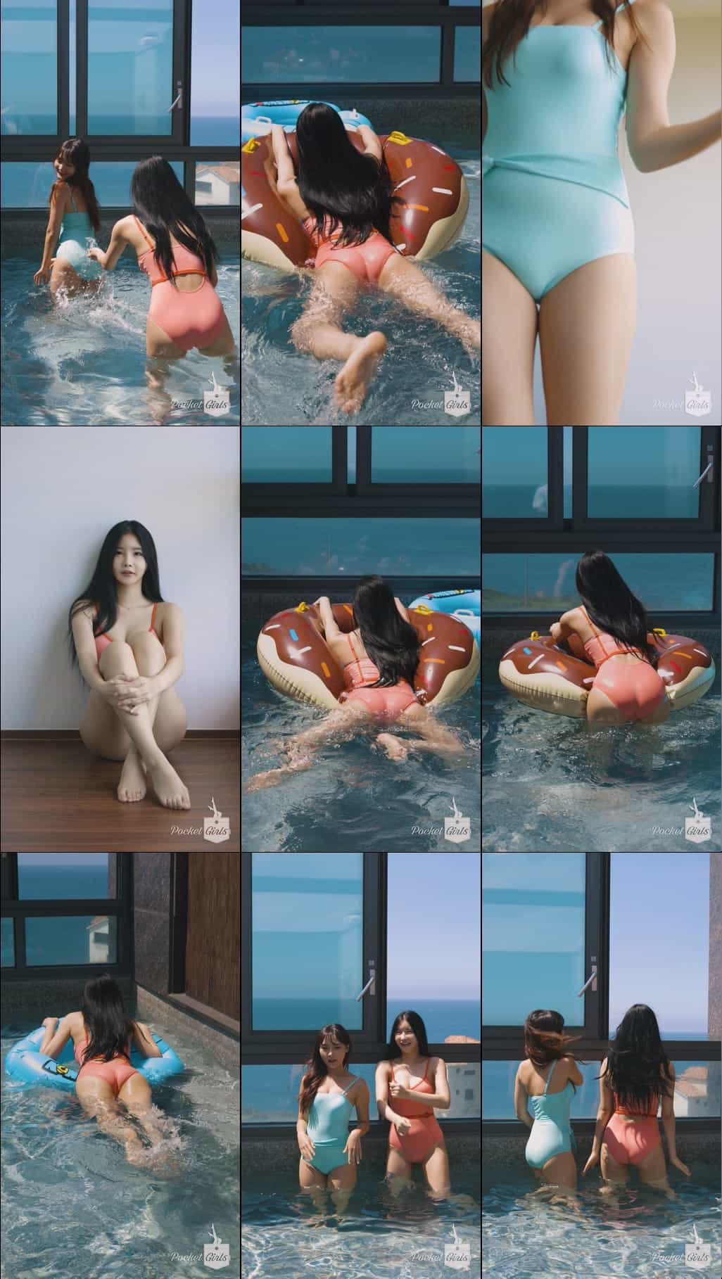 (Full) Yeonji and Jieun, Playing in the rooftop pool pocket girls Patreon会员 – #0002插图